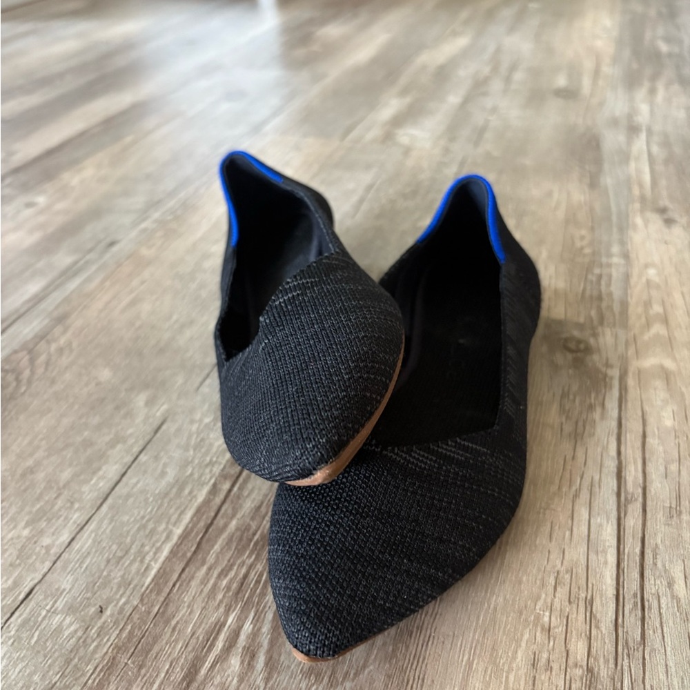 Rothy's Black Flats with Blue Trim
